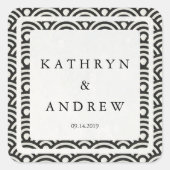 西日本の海波名前をカスタムする+日付結婚ズ スクエアシール (正面)