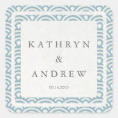 西日本の海波名前をカスタムする+日付結婚ズ スクエアシール (正面)