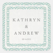 西日本の海波名前をカスタムする+日付結婚ズ スクエアシール (正面)