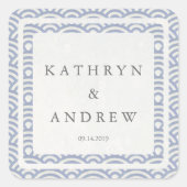 西日本の海波名前をカスタムする+日付結婚ズ スクエアシール (正面)