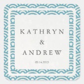 西日本の海波名前をカスタムする+日付結婚ズ スクエアシール (正面)