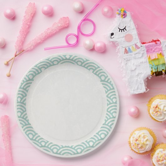 西日本の海波玉エレガント緑+白 ペーパープレート (パーティー)