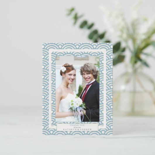 西日本の海結婚波さん感謝写真カスタム写真 ポストカード (スタンド正面)