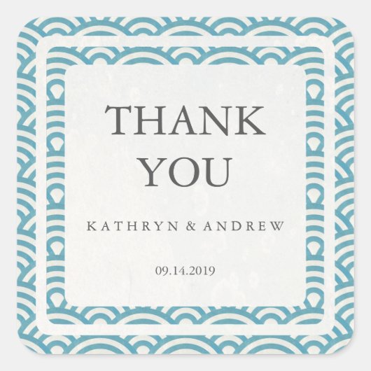 西日本の海結婚葉さん感謝/カスタム文字 スクエアシール (正面)