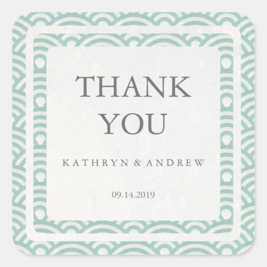 西日本の海結婚葉さん感謝/カスタム文字 スクエアシール (正面)