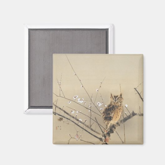 西村グーンの早咲きヴィンテージフクロウ マグネット (正面/裏面)