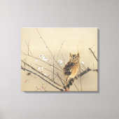西村五雲による早春の梅の花、フクロウのヴィンテージ キャンバスプリント (正面)