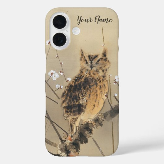 西村五雲作 早春梅にフクロウ Case-Mate iPhoneケース (裏面)