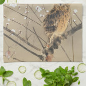 西村後雲の早咲きの梅、ヴィンテージオウル, キッチンタオル (折り畳み)