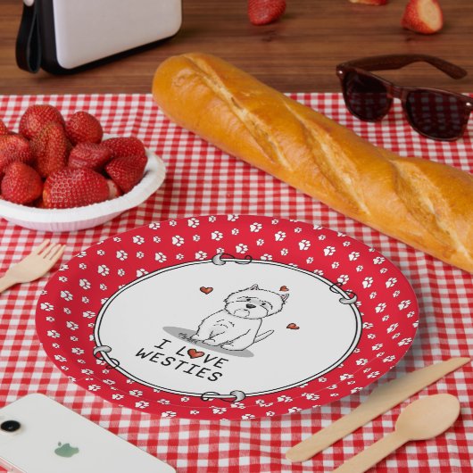 西欧が大好き – 西ハイランドホワイトテリアかわいい ペーパープレート (ピクニック)