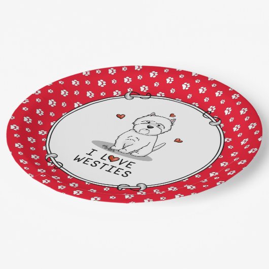 西欧が大好き – 西ハイランドホワイトテリアかわいい ペーパープレート (アングル)