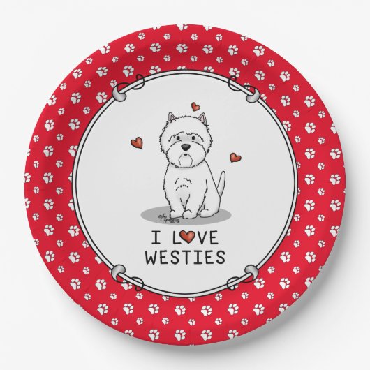 西欧が大好き – 西ハイランドホワイトテリアかわいい ペーパープレート (正面)