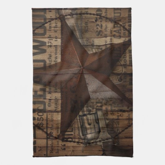 西欧諸国のテキサス州の初期のな野生の単独星 キッチンタオル (縦)