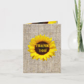 西欧諸国のバーラップのヒマワリの結婚式は感謝していしています サンキューカード (正面)