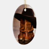 西欧諸国の帽子の納屋の木製のカウボーイ・ブーツ セラミックオーナメント (右)