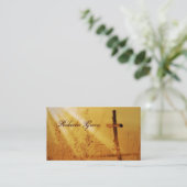 西欧諸国の日の出のキリスト教の木の十字 名刺 (スタンド正面)