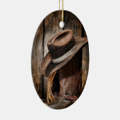 西欧諸国の茶色の納屋の木製のカウボーイ・ブーツ セラミックオーナメント (右)