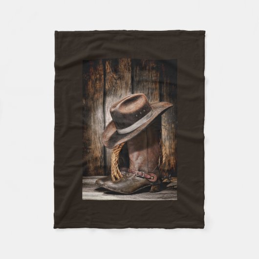 西欧諸国の茶色の納屋の木製のカウボーイ・ブーツ フリースブランケット (正面)