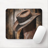 西欧諸国の茶色の納屋の木製のカウボーイ・ブーツ マウスパッド (マウス)