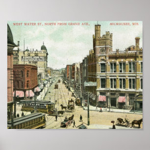 西水St.のミルウォーキー、ウィスコンシンの1908年のヴィンテージ ポスター