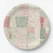 西洋のファーム ミント ピンク フラワー キルト パターン ペーパープレート (正面)
