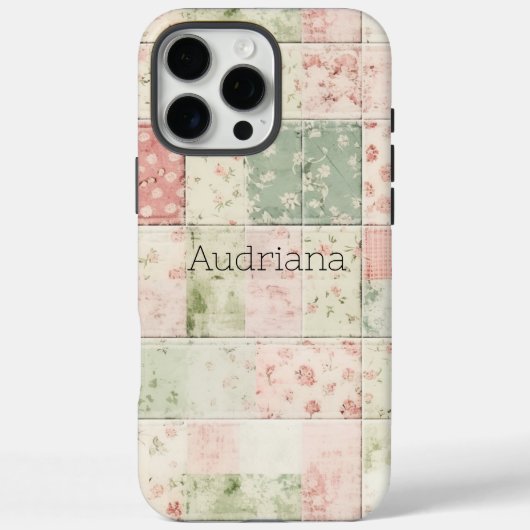 西洋のミントピンクの花柄キルトパターン Case-Mate iPhoneケース (裏面)