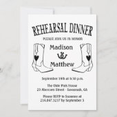 西洋のリハーサルディナー結婚ズカウボーイブーツ 招待状 (正面)