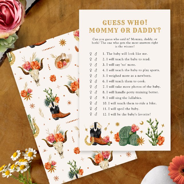 西洋の推測ゲーム (Western Theme Guess Who Game Card by Painted Paperie
)