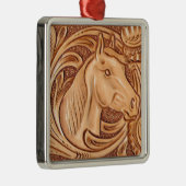 西洋の田舎の革馬 メタルオーナメント (右)