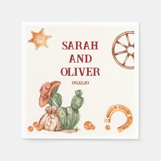 西洋の素朴な茶色のエレガントな結婚式 スタンダードカクテルナプキン (正面)