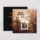 西洋の農村での50周年結婚記念日 招待状 (正面/裏面)