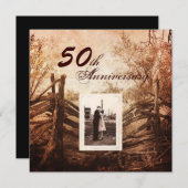 西洋の農村で50周年記念の結婚式 招待状 (正面/裏面)