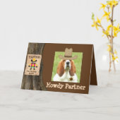 西洋をテーマにした誕生日カードとバスセット保安官 カード (黄色い花)