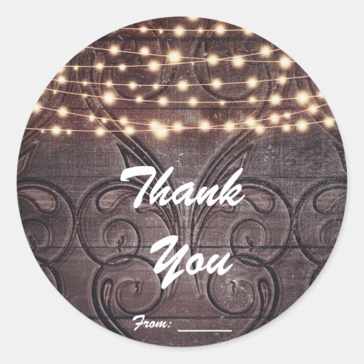 西洋ハートは木とライトで彫られる ラウンドシール (正面)