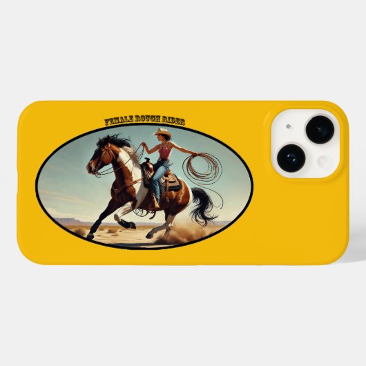 西洋人女性女性のカーボーイオン馬とロープURM Case-Mate iPhoneケース (裏面 (横))