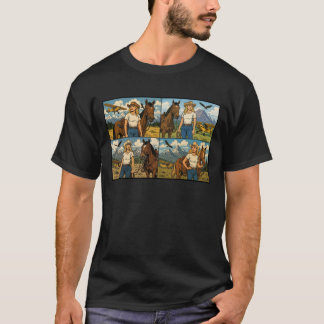 西洋女性のカーボーイ冒険 Tシャツ