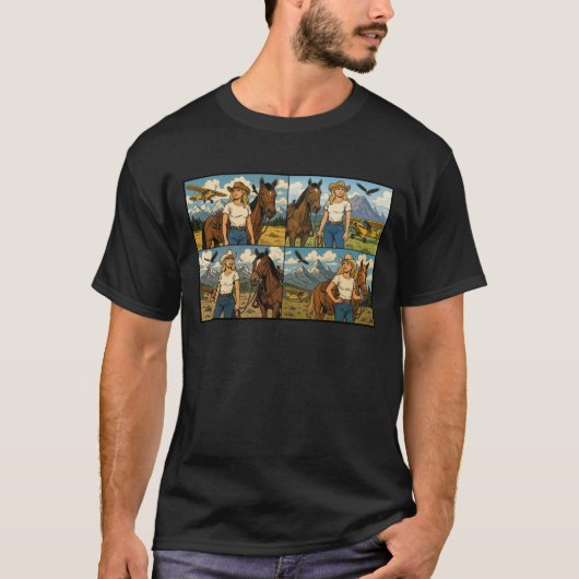 西洋女性のカーボーイ冒険 Tシャツ (正面)