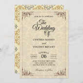 西洋式の田舎結婚招待状を描く 招待状 (正面/裏面)