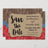 西洋式の結婚式は、日付の田舎のシックを救う 招待状 (正面/裏面)