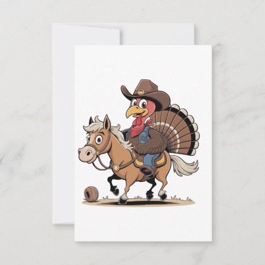 西洋料理トルコ感謝祭カウボーイ女性のカーボーイ サンキューカード (正面)