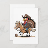 西洋料理トルコ感謝祭カウボーイ女性のカーボーイ サンキューカード (正面/裏面)
