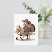 西洋料理トルコ感謝祭カウボーイ女性のカーボーイ シーズンポストカード (スタンド正面)