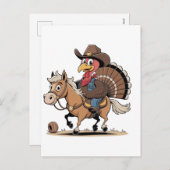 西洋料理トルコ感謝祭カウボーイ女性のカーボーイ シーズンポストカード (正面/裏面)