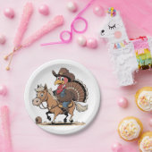 西洋料理トルコ感謝祭カウボーイ女性のカーボーイ ペーパープレート (パーティー)