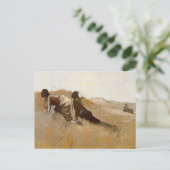 西洋美術「インディアンスカウトウォッチングカスター」 ポストカード (スタンド正面)