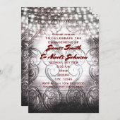 西洋風ハート彫り ヴィンテージ ホワイト ウッド インビテーション (正面/裏面)