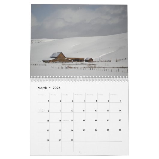 西洋風景暦 カレンダー (3月 2026)