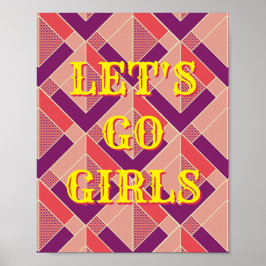 西洋風Let's Go Girlsポスター、ガールパワー壁画 ポスター