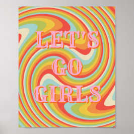 西洋風Let's Go Girlsポスター、ガールパワー壁画 ポスター