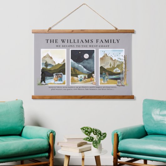 西海岸に属す |水素朴色 吊り下げ型タペストリー (リビング)